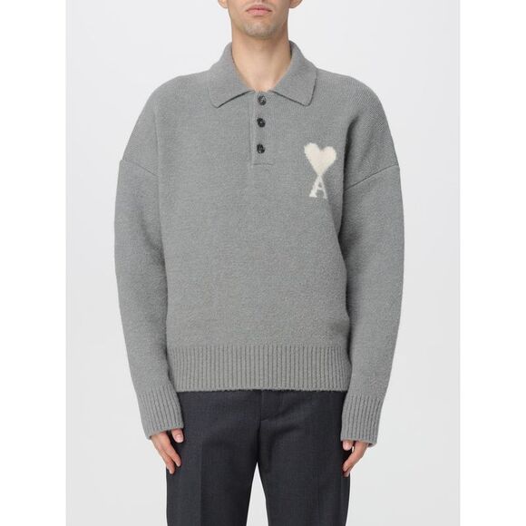 Ami Paris Polo Shirt Men Grey